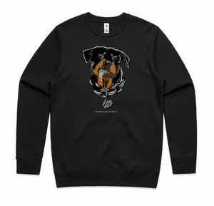 Black-Crewneck-with-angry-Rottweiler-and-UP-chain