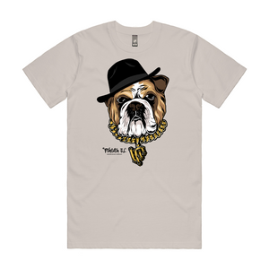 White-shirt-with-mobster-dog-and-UP-gold-necklace