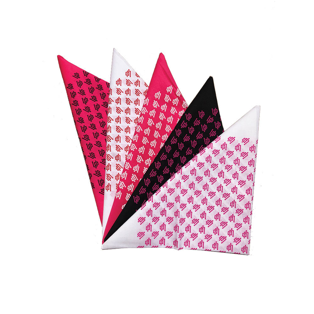 An-image-of-our-pink-white-and-black-UP-bandanas. 