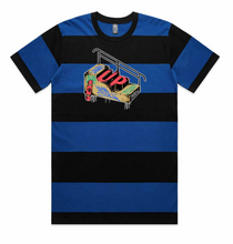 Blue-striped=with-black-shirt-with-stair-case-and-rail-and-UP-Logo-on-the-center-of-the-stair-case