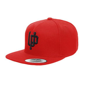 Red-snapback-with-black-UP-logo
